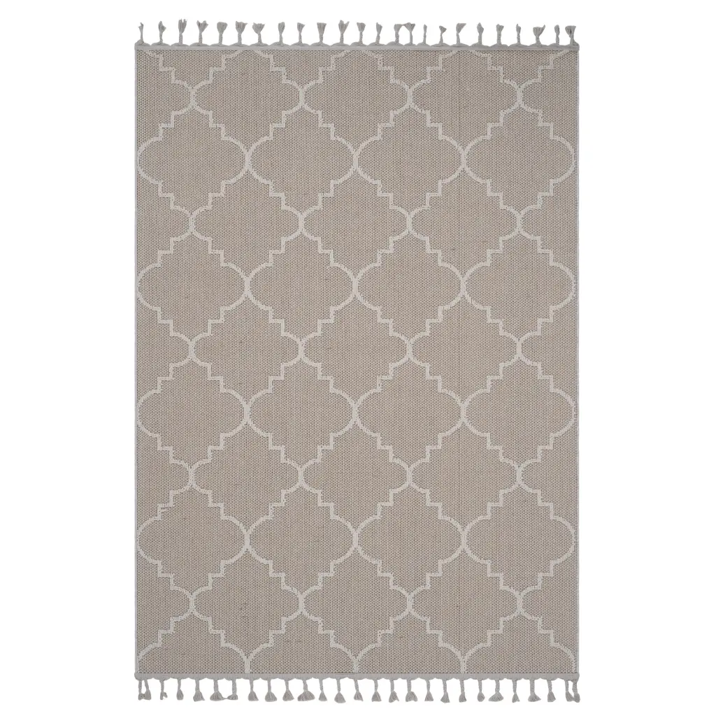 Naar Guros Gatherion 5X7 Ivory Trellis Indoor Outdoor Area Rug Ivory Polyester Durable Rug naar rug