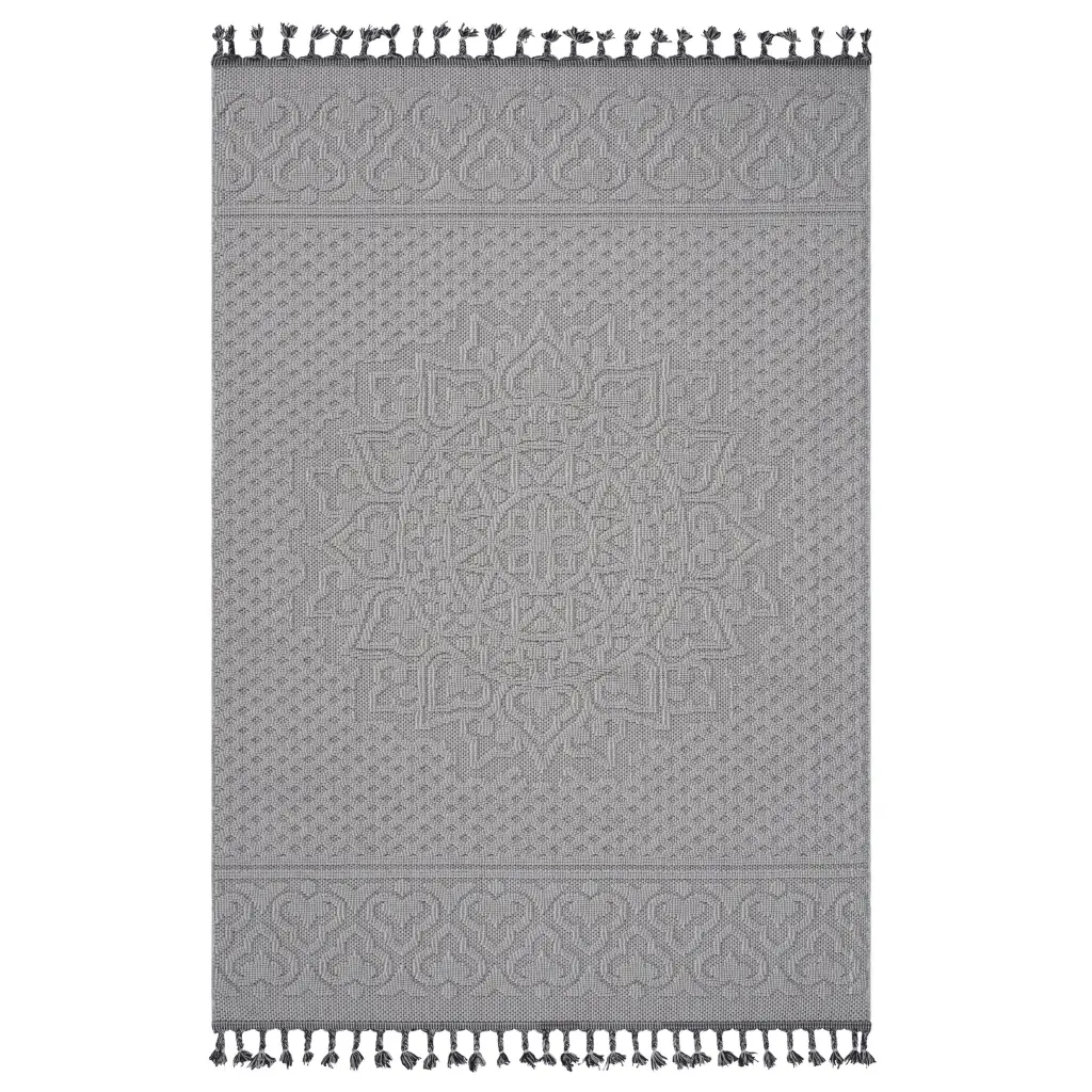 Naar Guros Gatherion 6X9 White Ivory Medallion Indoor Outdoor Area Rug naar rug