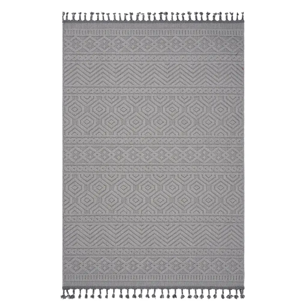 Naar Guros Gatherion 8X10 White Geometric Indoor Outdoor Area Rug naar rug