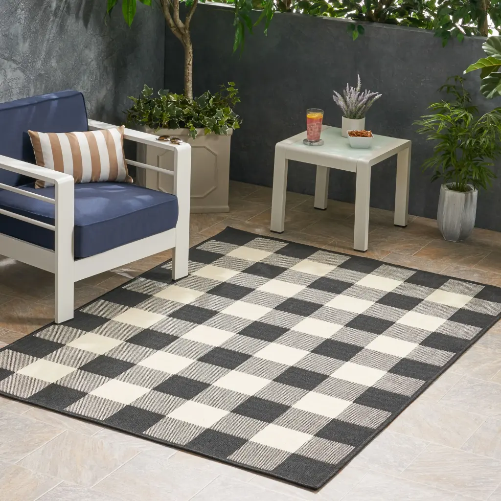 Marina 1918K 5'3 X 7' Black Polypropylene Rug nh-kisa