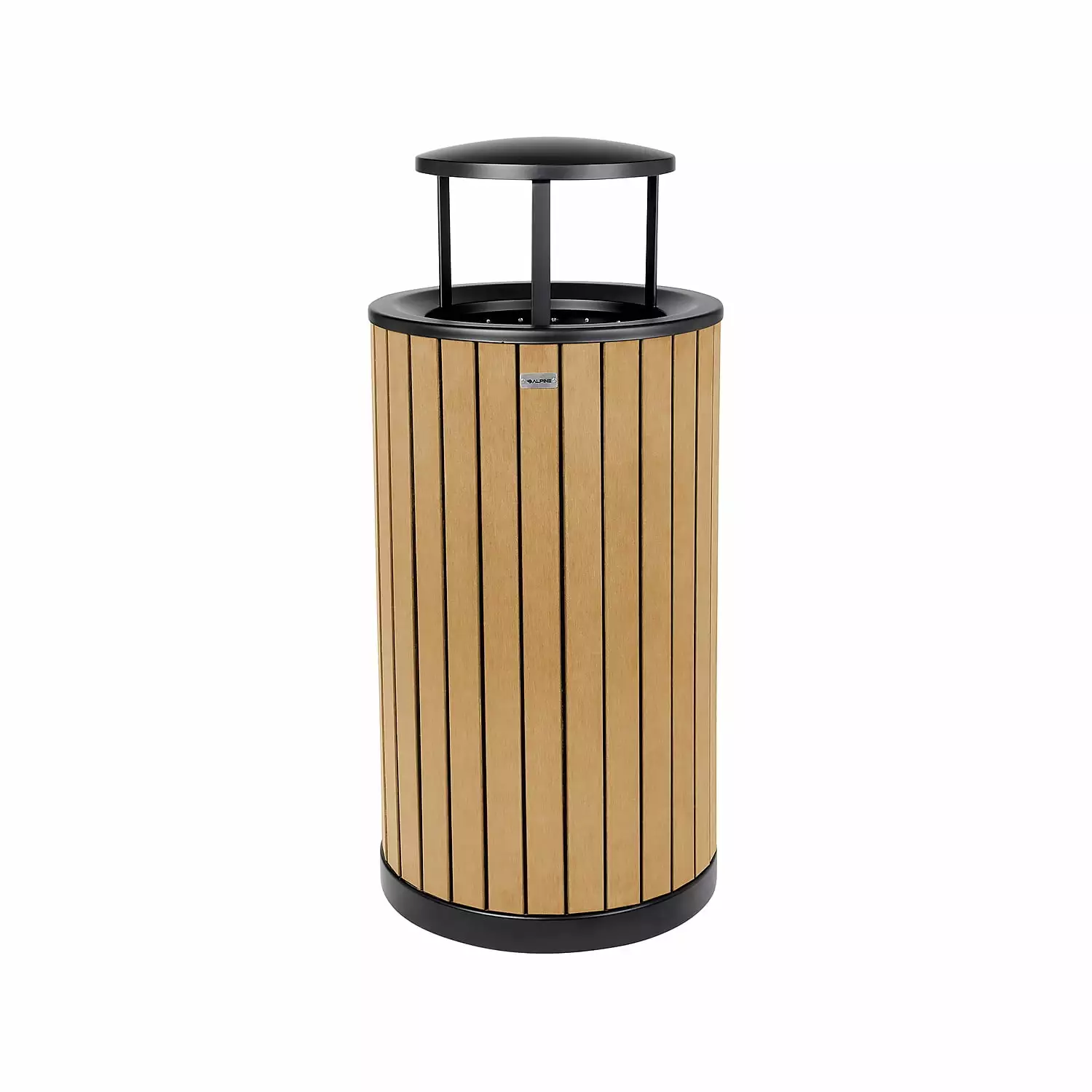 Alpine Industries Steel Outdoor Trash Can Rain Bonnet Lid 32 Gallon Cedar/Black