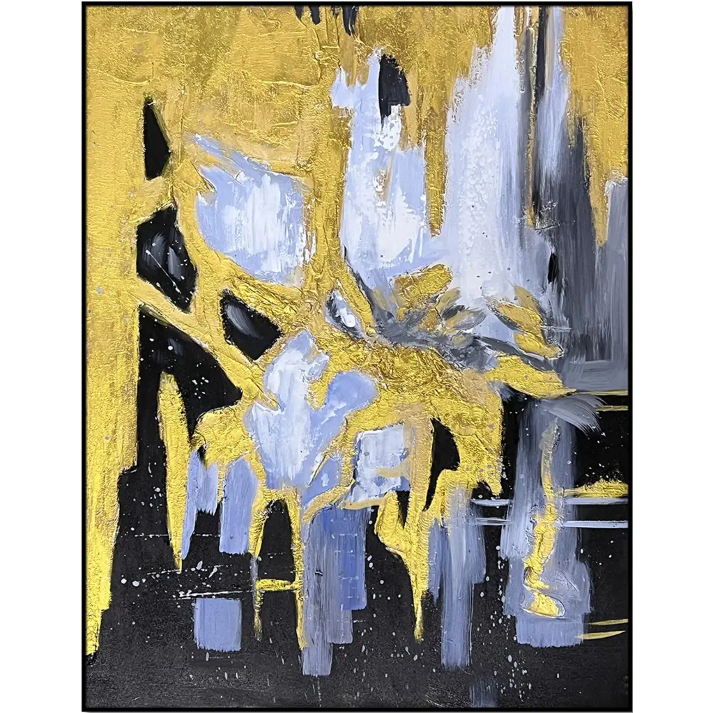 Home Hand Painted Gilded Abstract Embrace Oil Painting 40H X 60W furnings