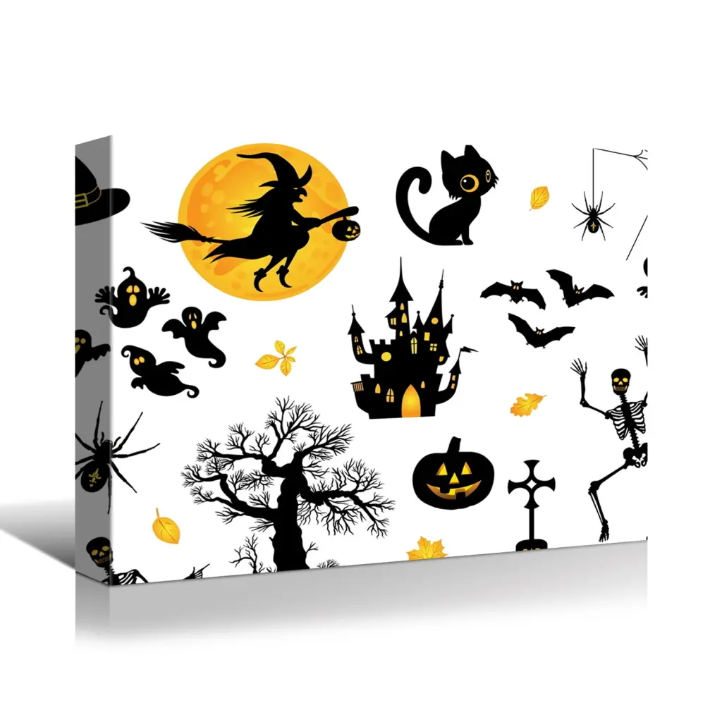 1Pcs Drop Ping Framed Canvas Wall Art Decor Painting Halloween Home Decor looife art