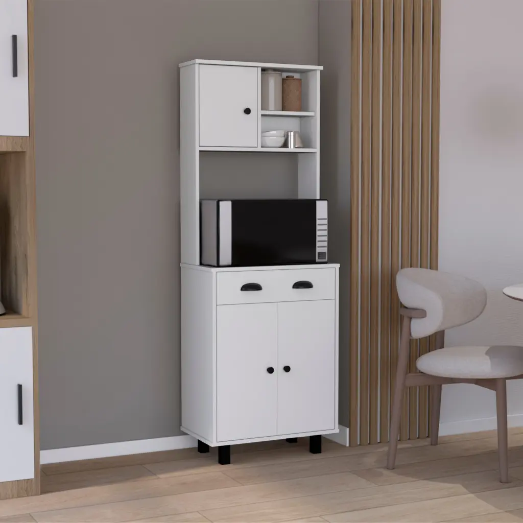 Waco 67 H Kitchen Pantry Two Cabinets Two Open Shelves And One Drawer Storage depot e-shop