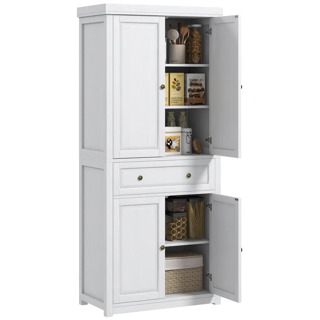Homcom 72.5 Inch Tall Farmhouse Kitchen Pantry Storage Cabinet Freestanding aosom business