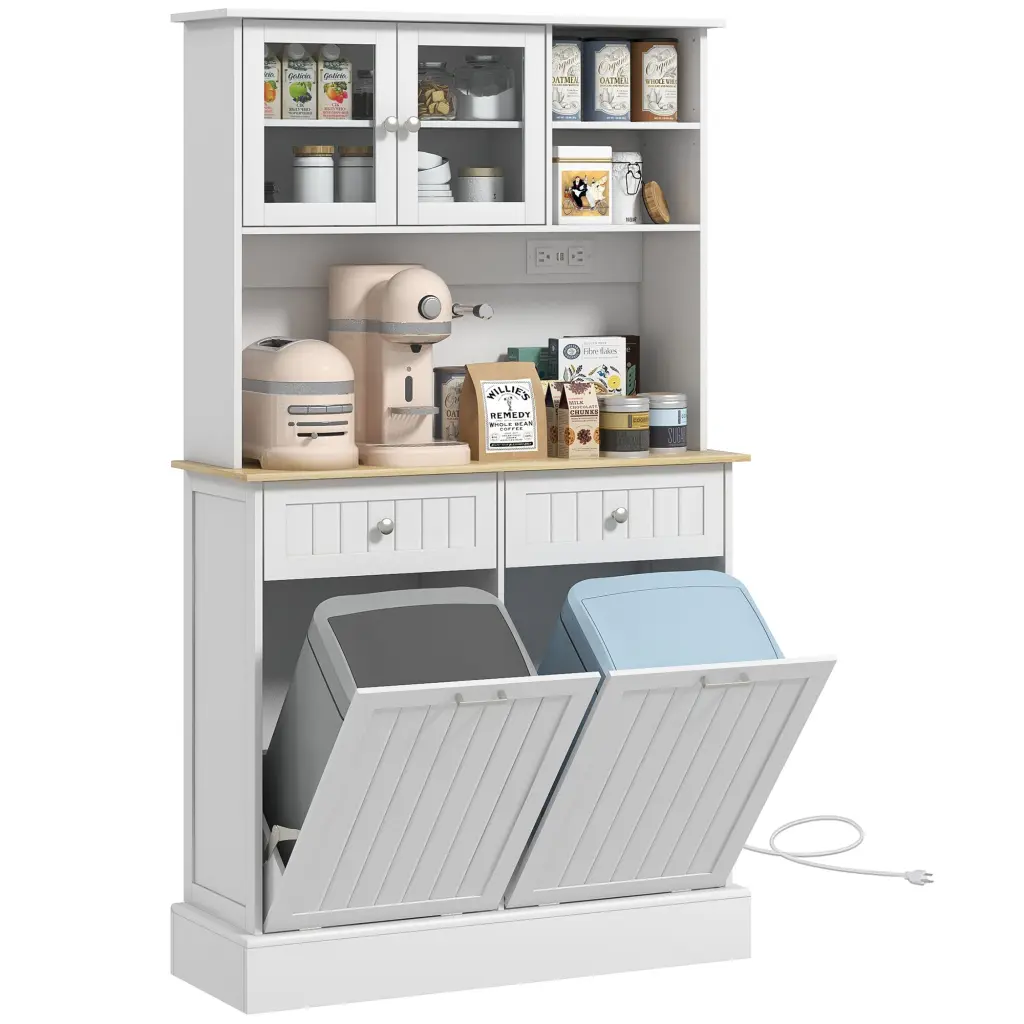 Homcom 68 Inch Kitchen Pantry Storage Cabinet Charging Station 2 Tilting Shelves aosom business
