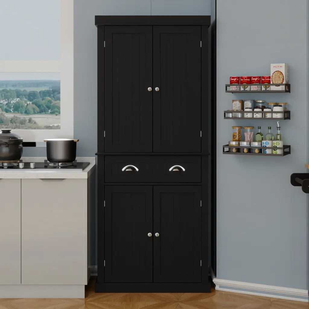 71 Inch Kitchen Pantry Storage Cabinet 4 Doors Drawer 2 Adjustable Shelves cl worthy houseware co.-ltd.