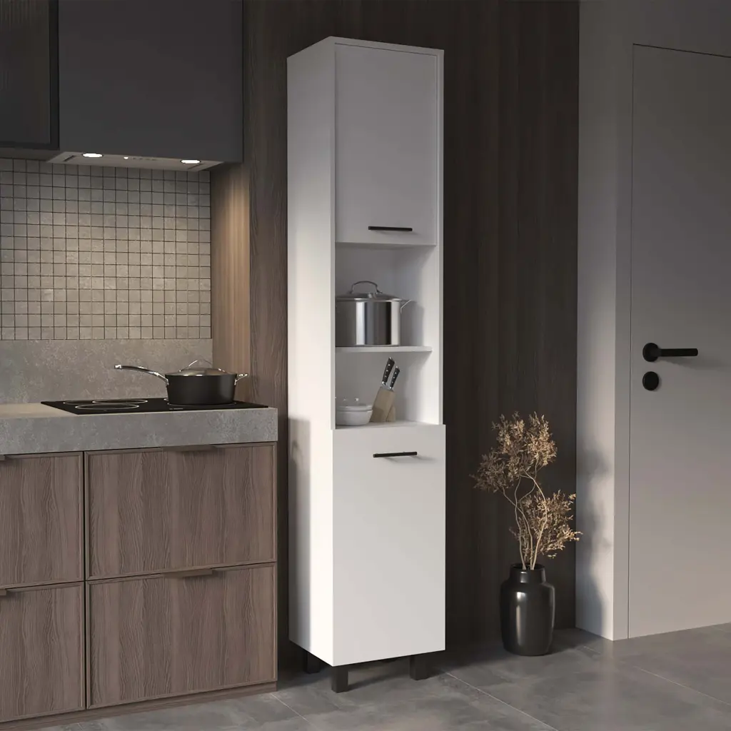 Thorndike 2 Shelf Rectangle Pantry Cabinet White Particle Board furniture max