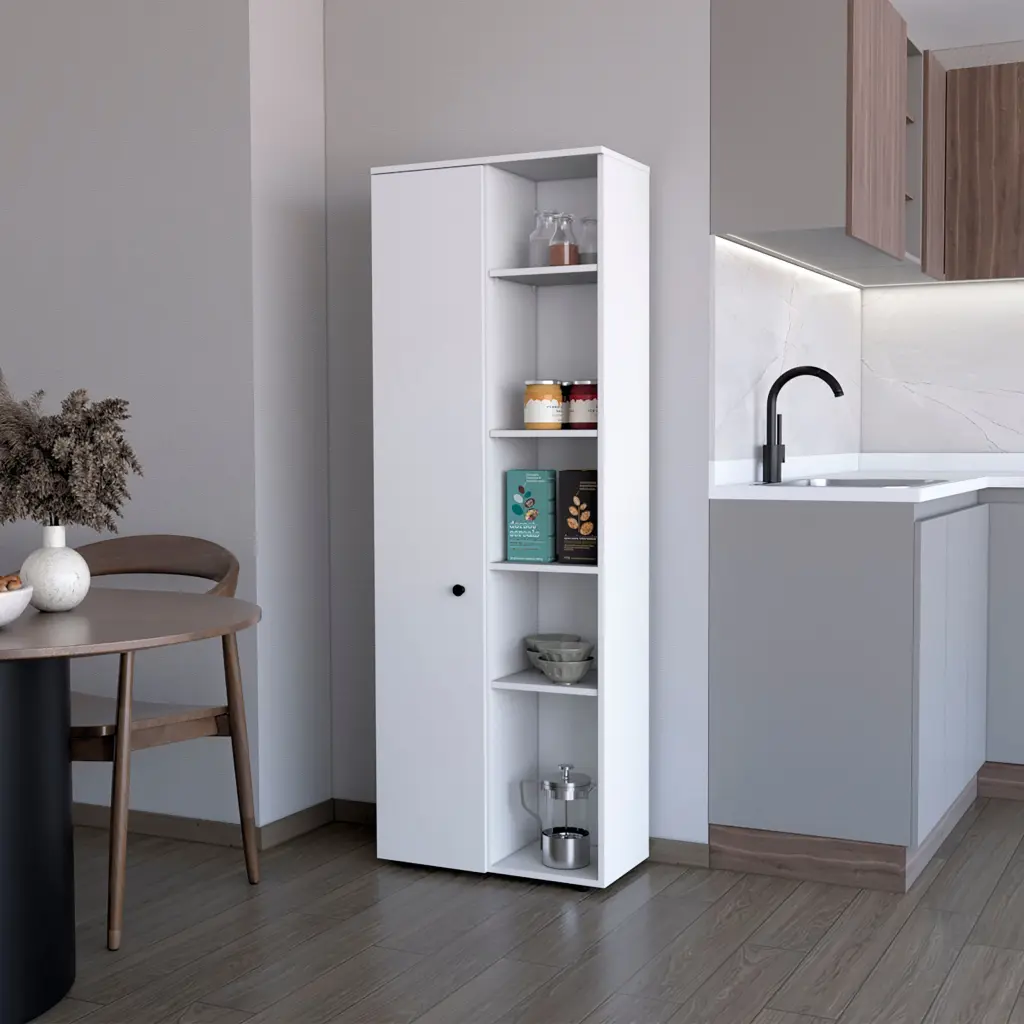 White 1 Door Multistorage Kitchen Pantry Adjustable Shelves furniture max