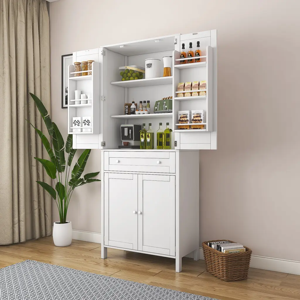 70.87 Inch Tall Kitchen Pantry Storage Cabinet Drawers Organized Kitchen joysource furniture
