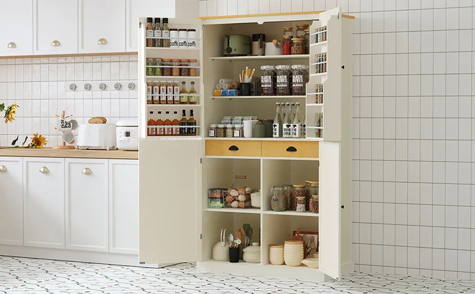 Assembly 40.2X20X71.3Inch High Freestanding Kitchen Pantry Large Cupboard Storage rnb