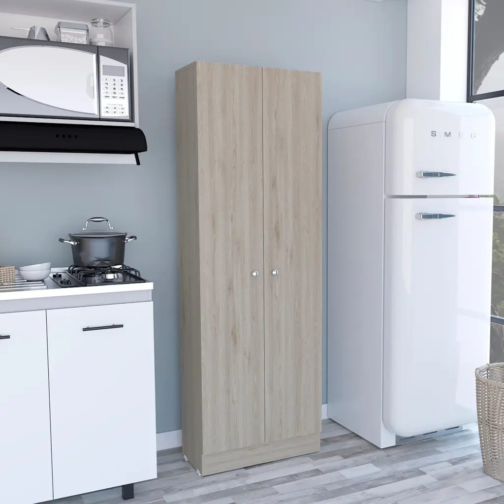 Multistorage Pantry Cabinet Five Shelves Double Door Light Gray rta mubles colombia