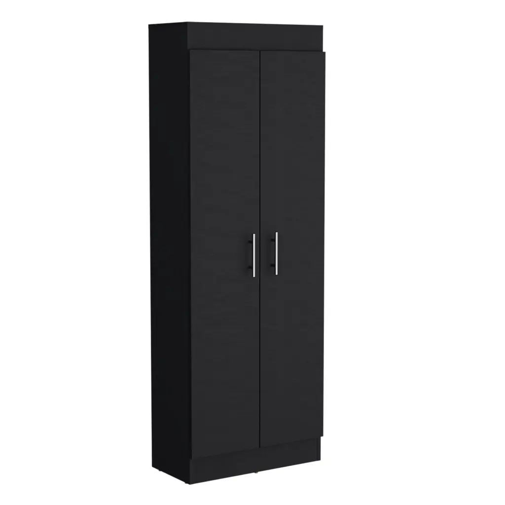 Pantry Cabinet Clinton Kitchen Storage Black Particle Board Engineered Wood treevol furniture