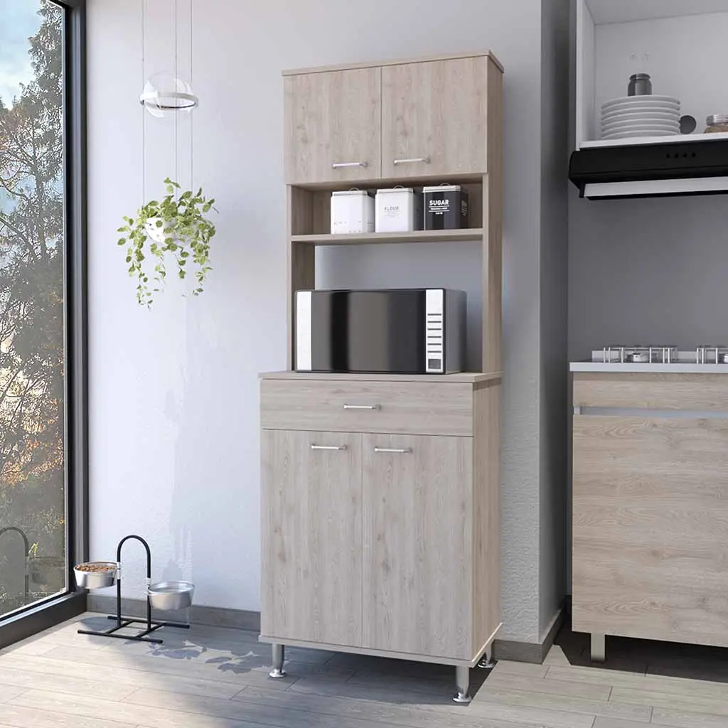 Pantry Piacenza, Two Double Door Cabinet, Light Gray Finish Kitchen Or Dining Room Storage treevol furniture
