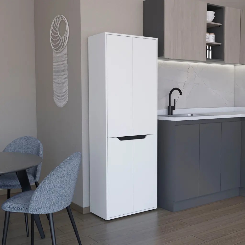Herrin Storage Cabinet Kitchen Pantry Four Doors and Five Interior Shelves Organizing tuhome