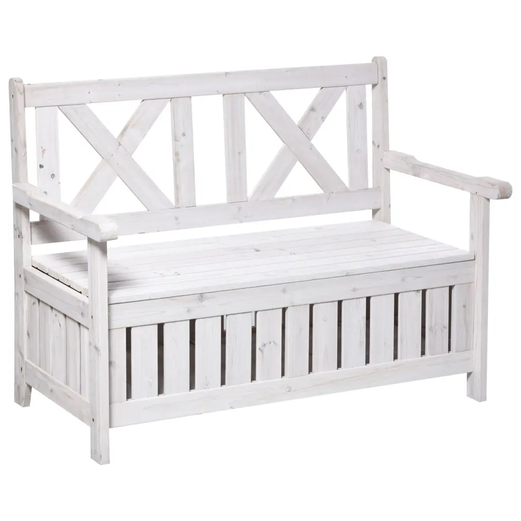 Outsunny Patio Wooden Bench Storage Box 29 Gallon Outdoor Storage aosom business