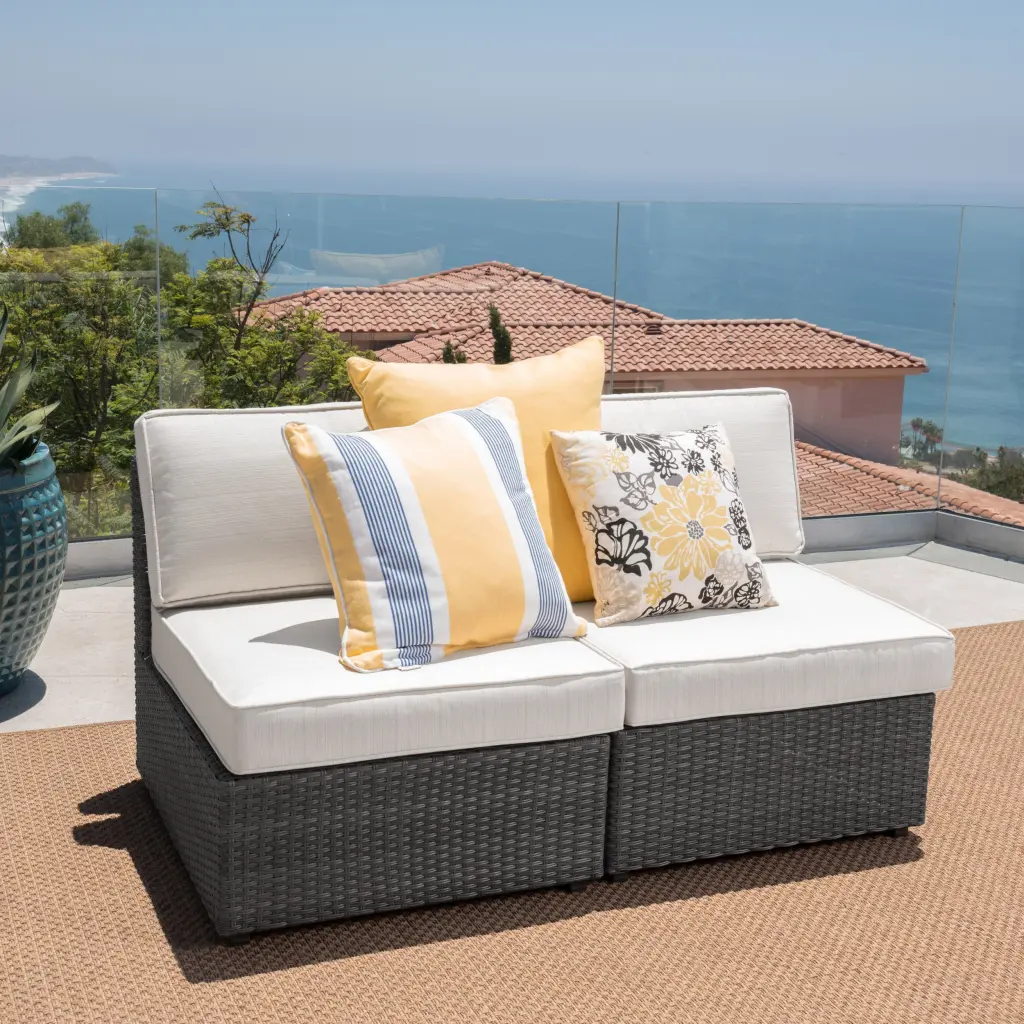 Santa Cruz Armless Chair Grey PE Rattan Iron Frame Modern Patio Furniture n828 canada
