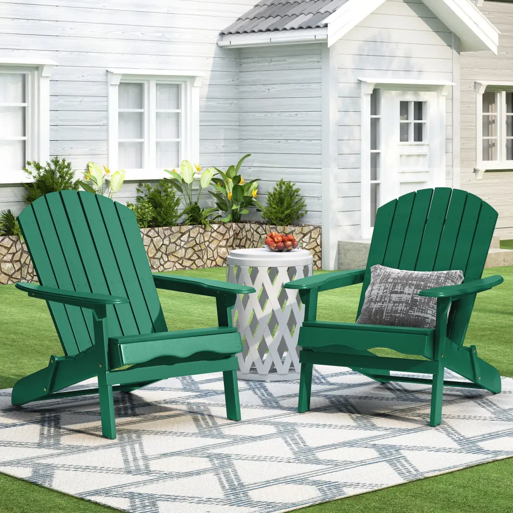 Malibu Adirondack Chair Dark Green Acacia Wood Outdoor Patio Chair nh-cloudhouse