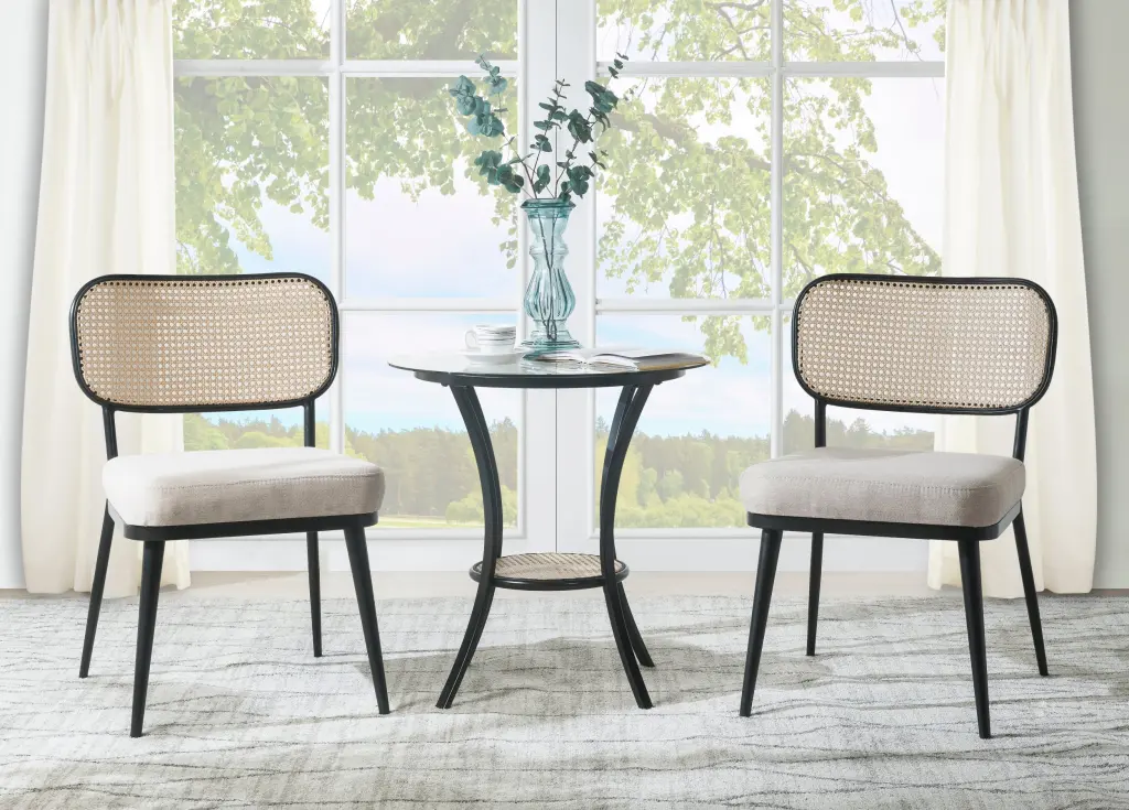 Colson 3 Pcs Set Table & Chairs Black Finish Metal Outdoor Dining Set acme onsite store