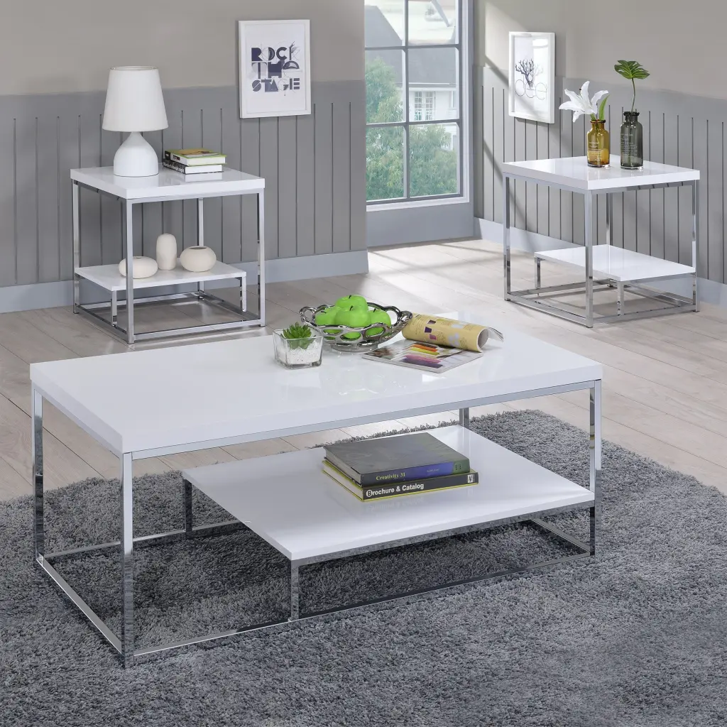 Lucia 3 Piece White Iron Table Set Patio or Garden steve silver furniture