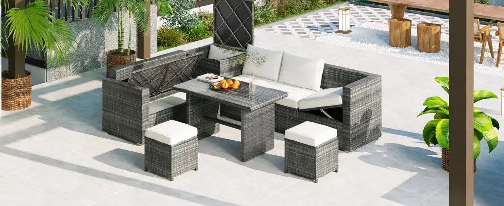 Outdoor 6 Piece All Weather PE Rattan Sofa Set Garden Patio Wicker Seating topmax