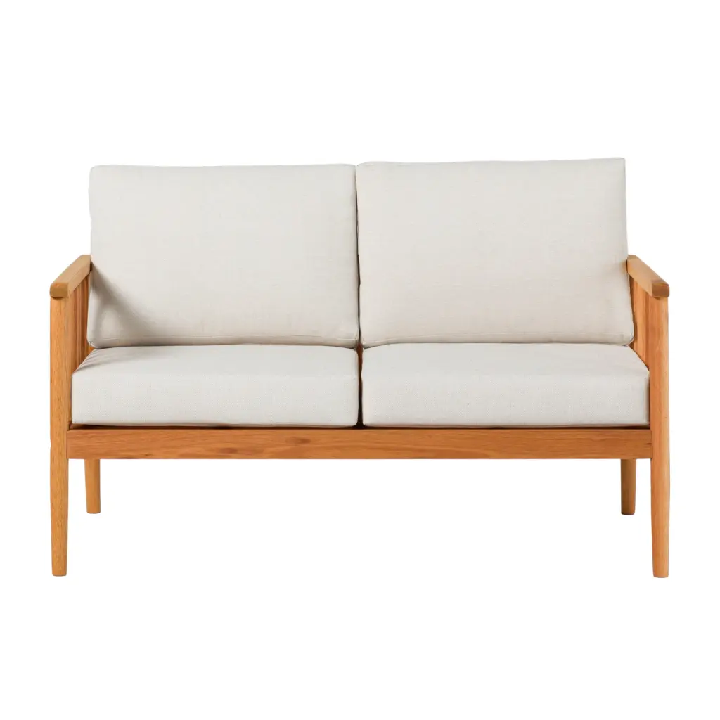 Contemporary Cushioned Eucalyptus Wood Patio Loveseat Natural walker edison