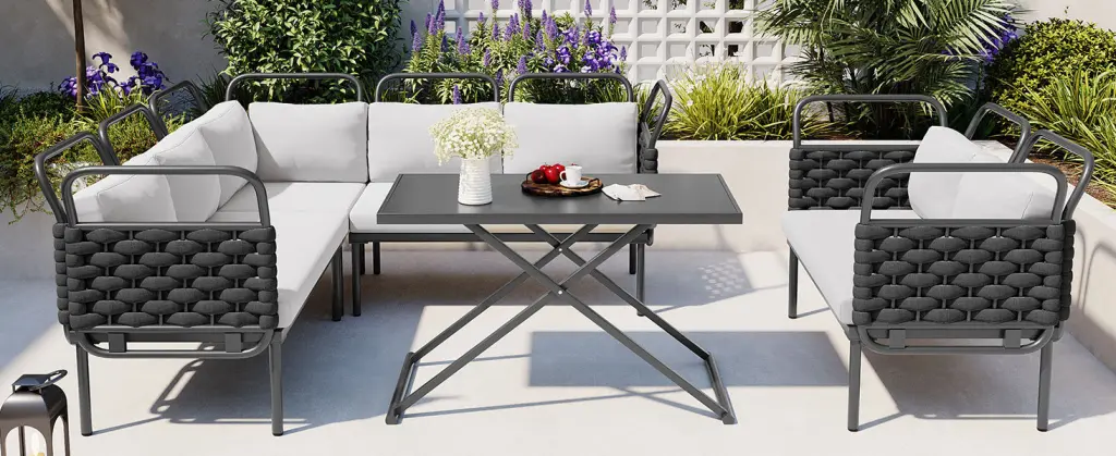 5 Piece Modern Patio Sectional Sofa Set Outdoor Woven Rope Furniture Garden rnb