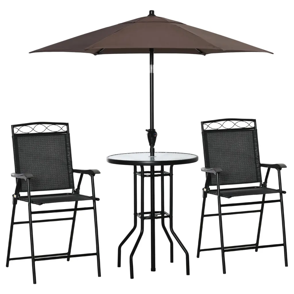 Outsunny 4 Piece Outdoor Patio Dining Furniture Set 2 Folding Chairs Table And Bench aosom business