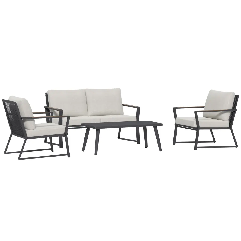4 Piece Patio Furniture Set Aluminum Conversation Outdoor Garden Seating aosom business
