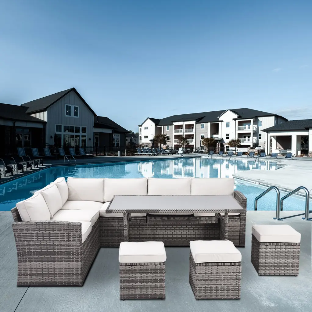 7 Piece Outdoor Patio Furniture Set Sectional Conversation Sofa Garden koruiten