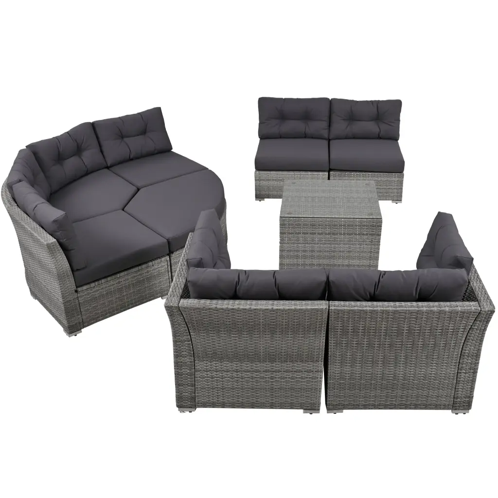 Patio Furniture Set Outdoor Daybed Rattan Sectional Sofa rnb