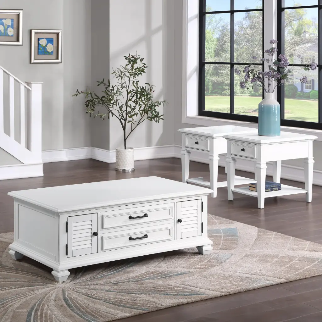 Charlestown 3-Piece White Wood Outdoor Table Set Patio Furniture steve silver furniture