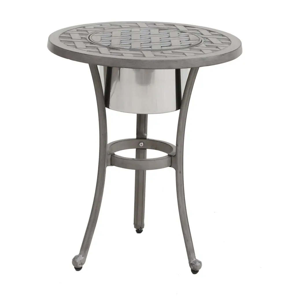 21 Inches Cast Aluminum Round Table Ice Bucket Grey gathercraft