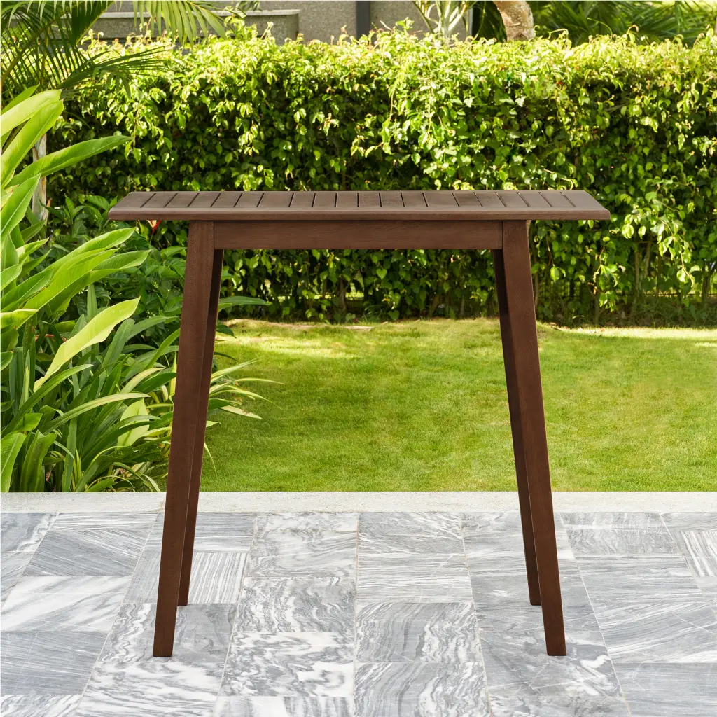 Midcentury Modern Patio Bar Table Brown Solid Wood vifah