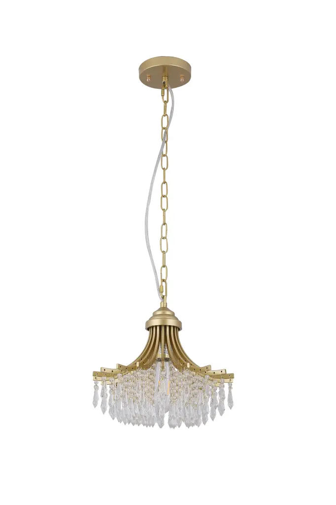 11.75 Inch Diameter Matte Gold Glass Fan Influence Pendant Chandelier california home
