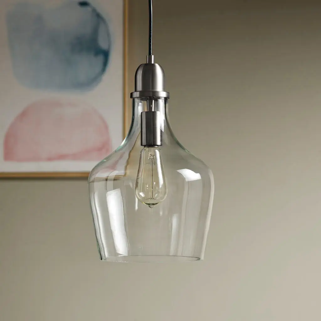 Auburn Bell Influenced Glass Pendant Bronze Cotton Lighting Fixture jla