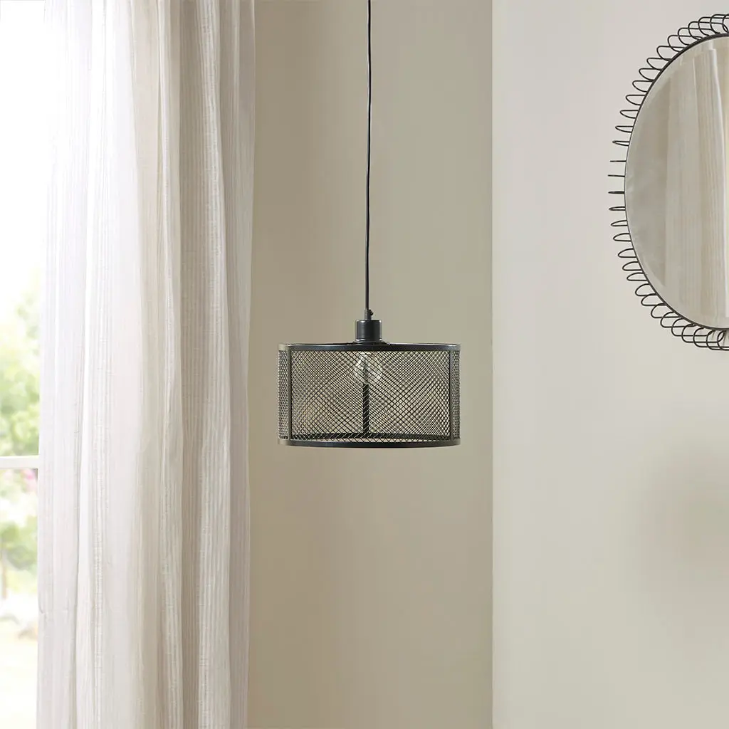 Black Iron Metal Mesh Pendant Light jla