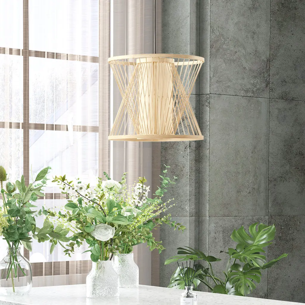 Geometric Bamboo Pendant Natural Bamboo Ceiling Light Fixture jla