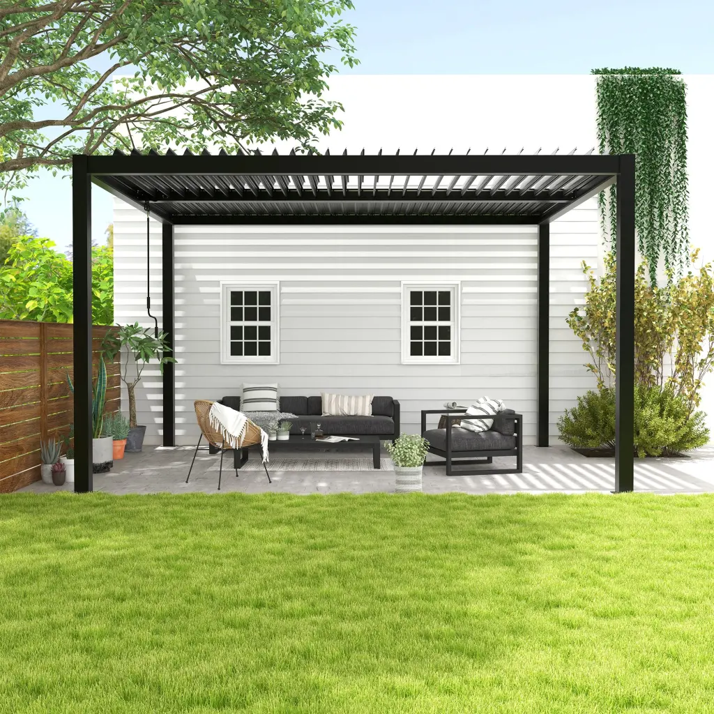8610C Louver Pergola 10X13Ft Aluminum Frame & Louvers 2 Louvered Outdoor Patio Cover chery industrial inc