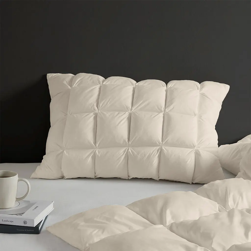 Overfilled Pillow Protector King Size Beige Polyester Bedding Comfort jla