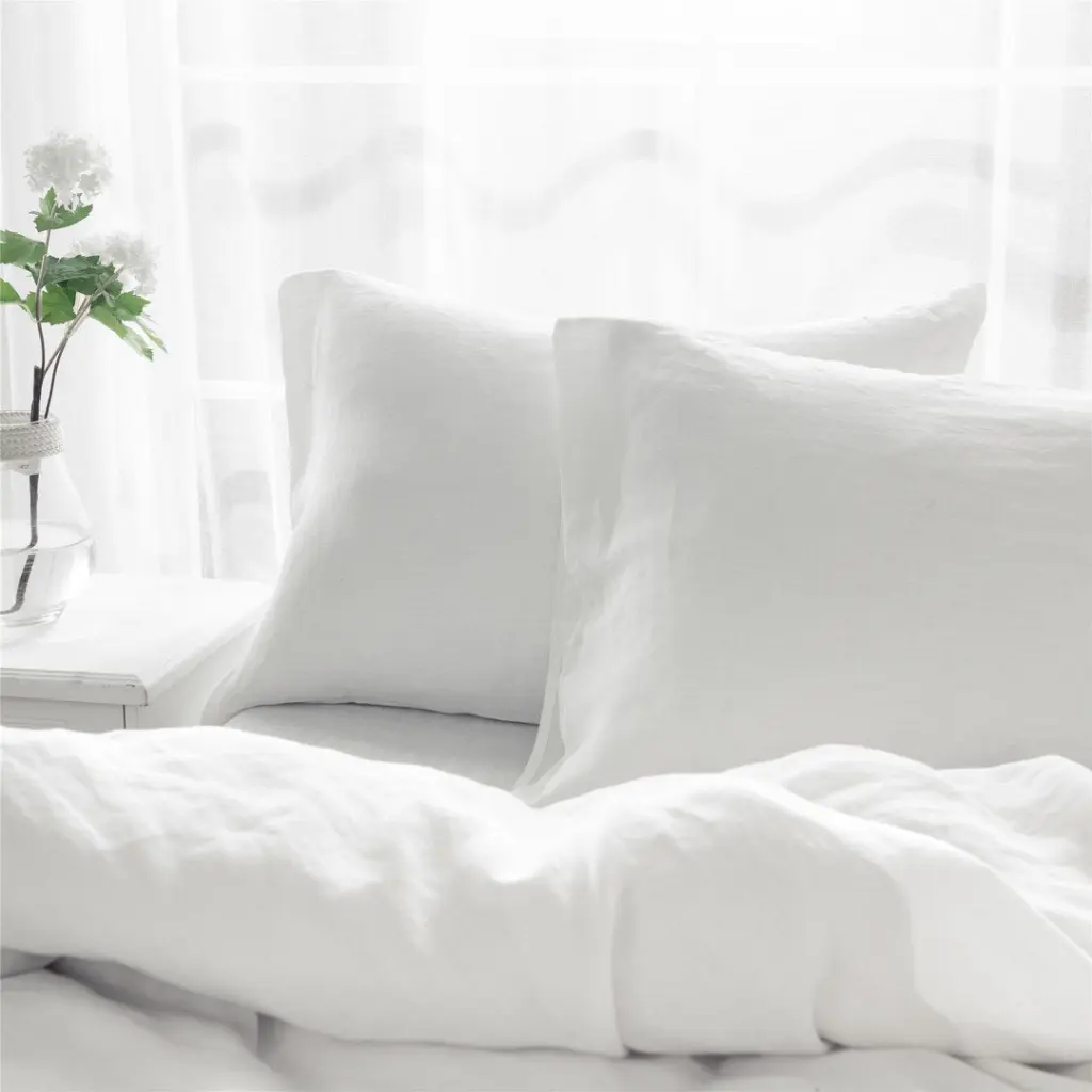 King Size Pillow Cases Set 2 Soft White Pillow Cases Bedding real linen