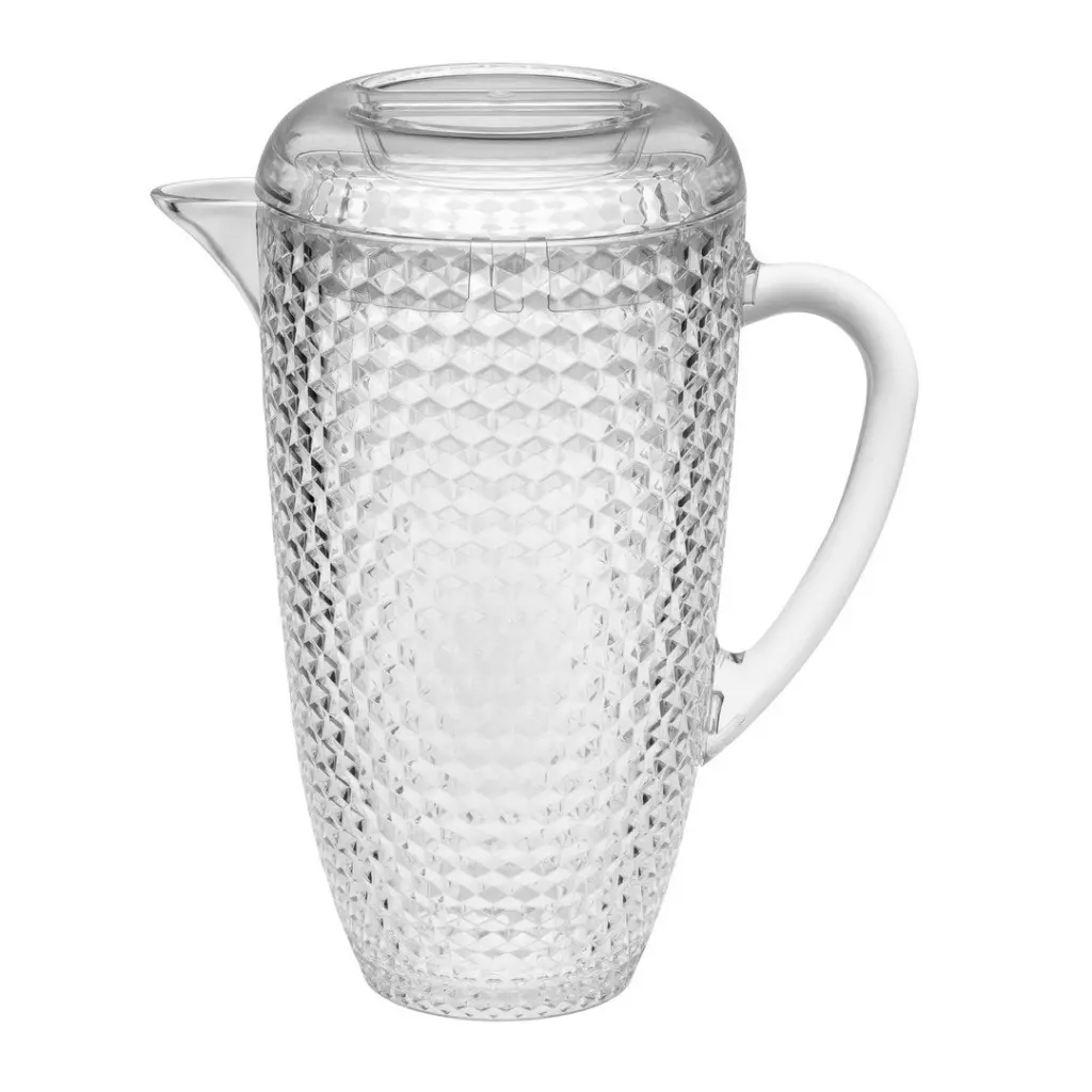 2.5 Quarts Water Pitcher Lid Diamond Cut Unbreakable Plastic Pitcher california drinkware