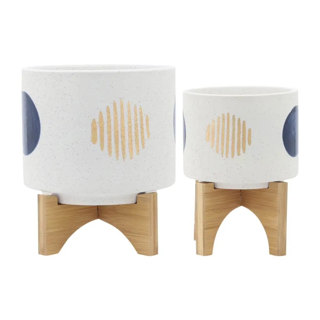 2.5 Inch Funky Planter Stand White Ceramic Flower Pot homedecoraccessories