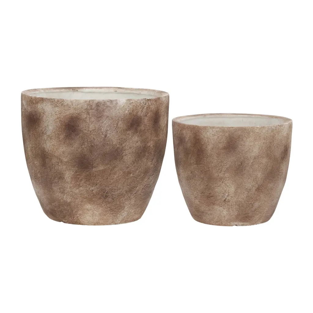 Resin S 2 17-20 Inch Textured Planters Brown Polyresin homedecoraccessories