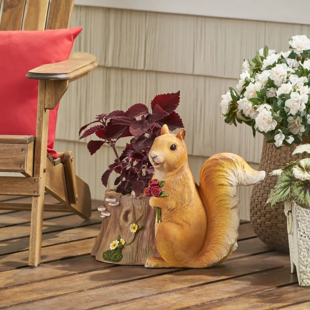 Mgo Squirrel Planter Brown Magnesium Oxide Garden Decor nh-bc furniturings