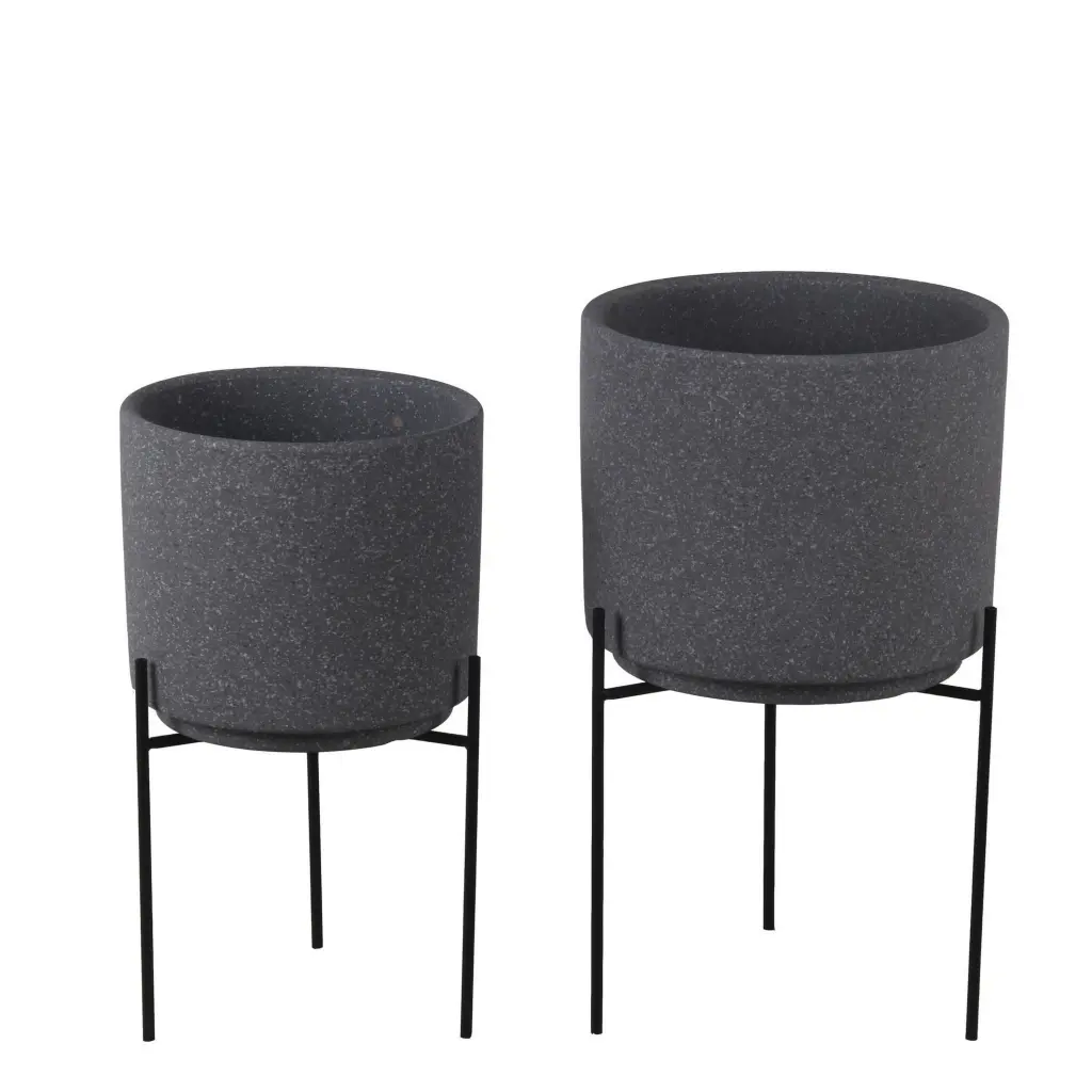Ceramic Planter Speckles Pattern, Set 2, Gray Ceramic royal hampton