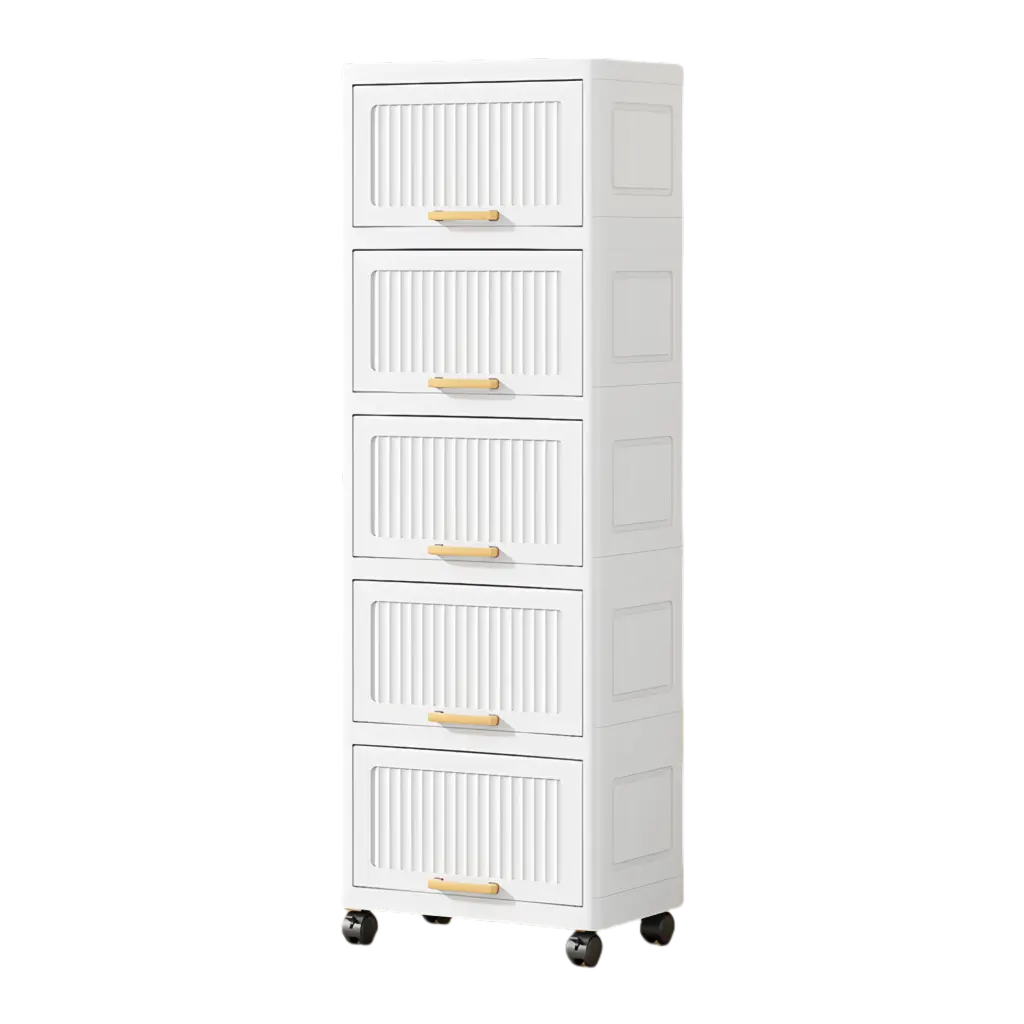 15.75 Side Wide 5 Layers Flip Open Storage Box Wheels Movable Storage w2873