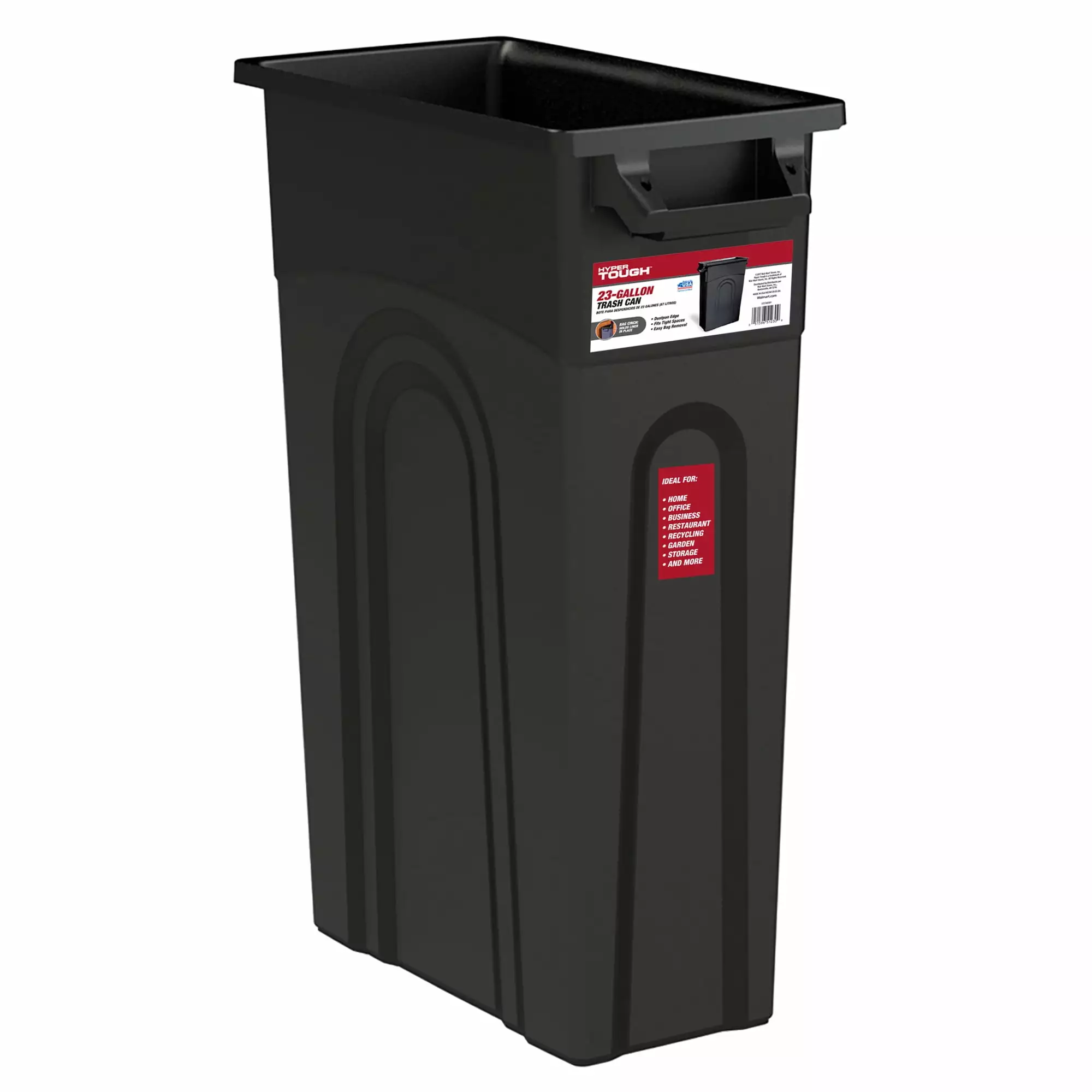 Hyper Tough 23 Gallon Heavy Duty Plastic Highboy Garbage Container. Black. 1 Each