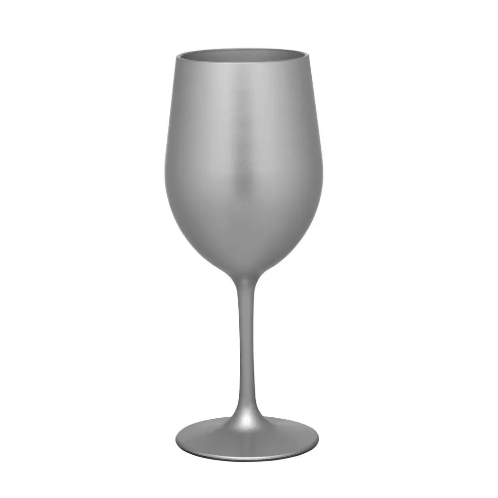 Metallic Silver Color Plastic Wine Glasses Set 4 - 12Oz BPA Free Acrylic Stemware california drinkware
