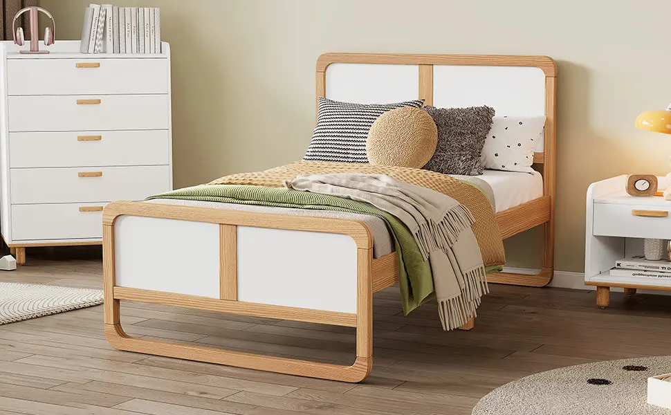 Modern Style Twin Size Solid Wood Platform Bed Kids Teens Adults bed best